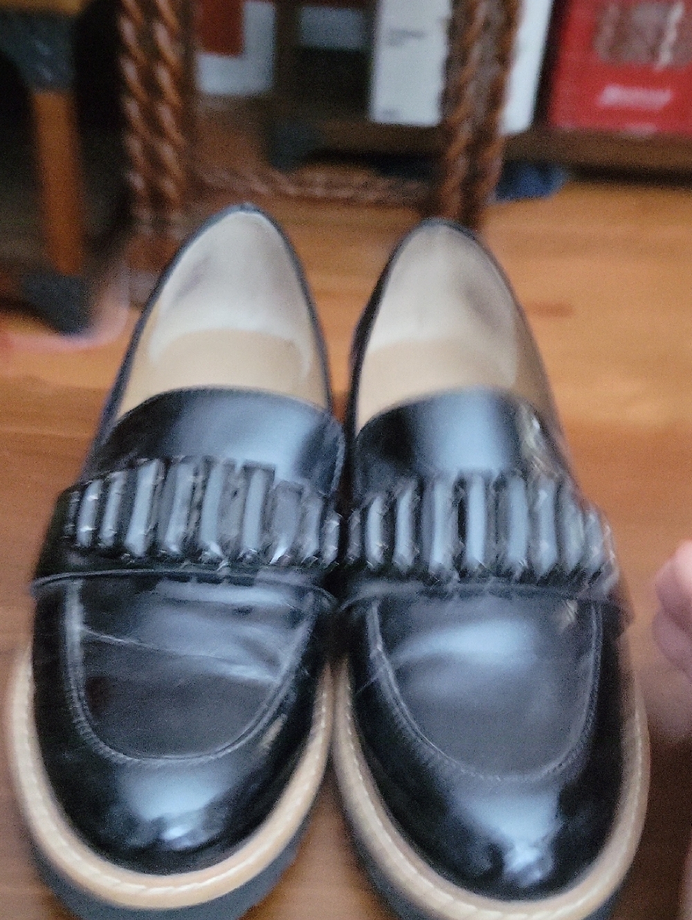 Franco Sarto Black Patent Loafers